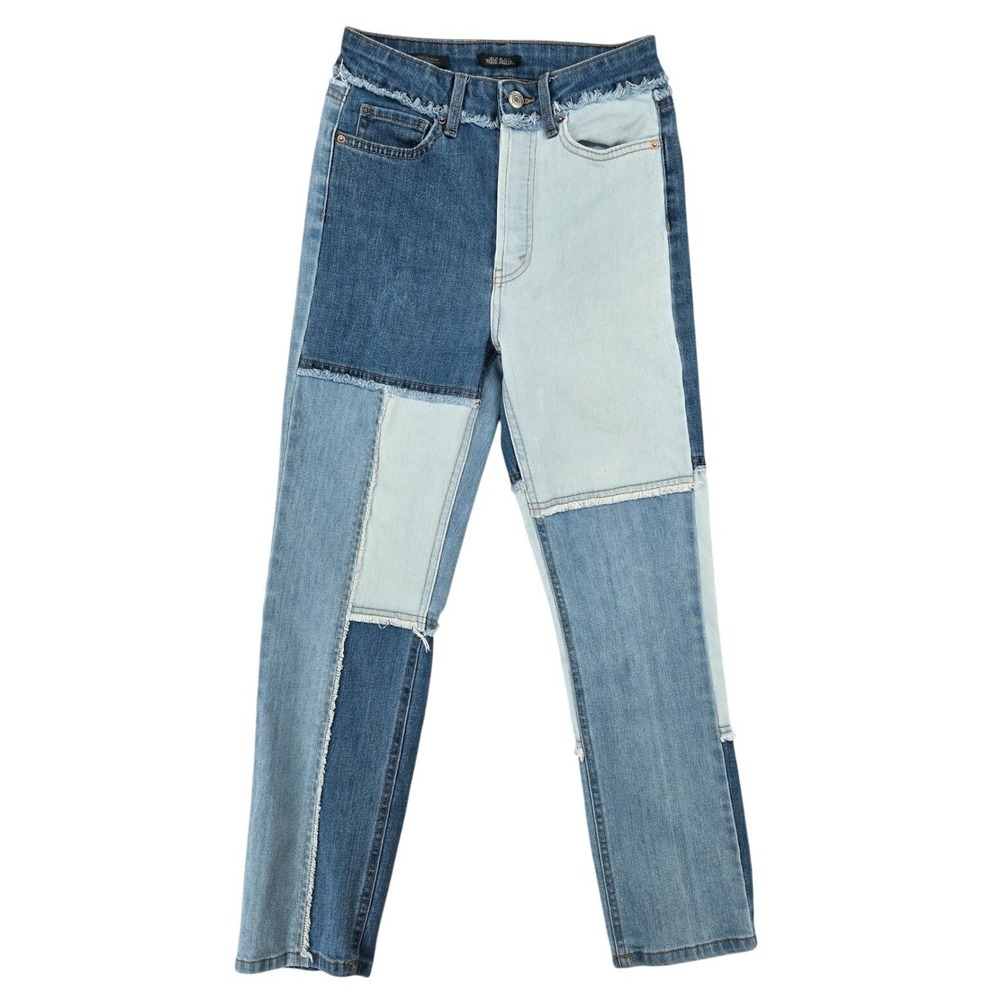 Wild Fable 0 Patchwork Slim Straight Jeans Womens Boho Colorblock High‎ Rise